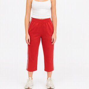 Adidas Originals Red Cropped Track Pants L Trefoil Logo 3-Stripes Retro Y2K